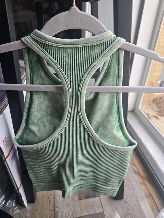 (PADDED) Zenana Green Ribbed Racerback Sports Bra - NWOT - Picture 2 of 2